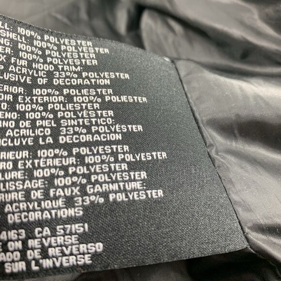 Guess Faux Fur Lined Hooded Puffer Jacket Size XL Womens Solid Black Winter Cold - Picture 5 of 11